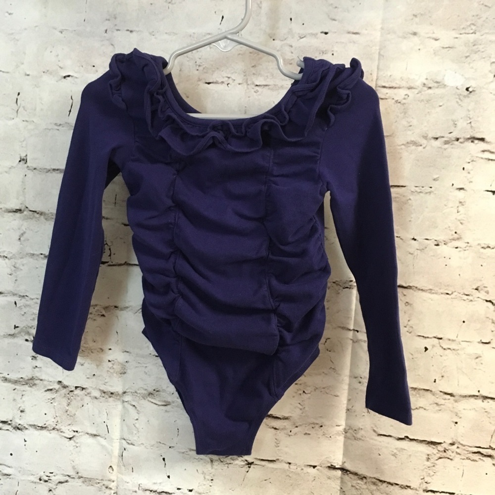 Girls 3T ruched ruffle bodysuit long sleeve